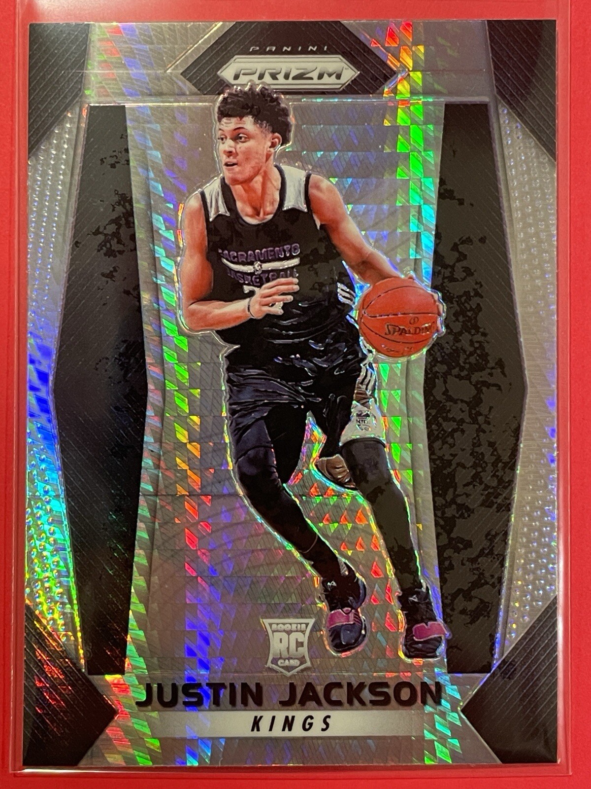 2017-18 Panini Prizm Justin Jackson Hyper Prizm Rookie RC #27 Basketball Kings