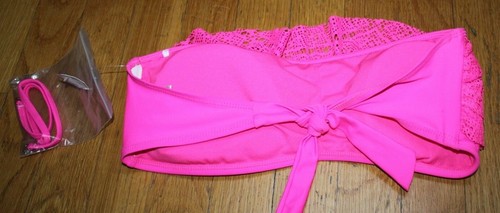 Arizona Jean Co. Damen Hot Pink Rüschen Häkel Bandeau Bikini Oberteil �� Gr. L *Neu mit Etikett* - Bild 3 von 3