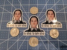 6PCS WEDNESDAY ADDAMS GOTH FUNNY STICKER BE AFRAID, BE VERY AFRAID