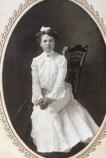 1890 s VTG Pretty School Girl Seated On Chair CABINET CARD PHOTO