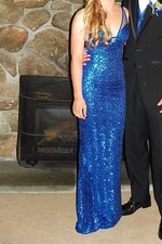 Sequined Royal Blue Prom Dress