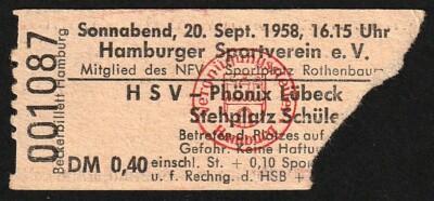 Ticket | 1958/59 | Hamburger SV v Phönix Lübeck | Oberliga Nord
