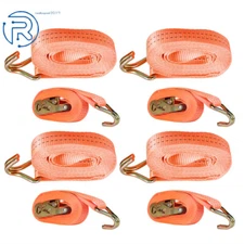 4 Pack 1.5" × 20' Orange Ratchet Straps 4000 lbs J Hook Heavy Duty Tie Downs
