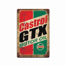 Castrol GTX Vintage Looking Gas Oil  Station Garage Shop Retro Rustic Tin Sign