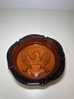 Vintage Federal Eagle Image Amber Heavy Glass 10”x2” Ashtray