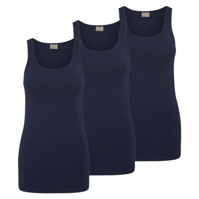 Vero Moda Damen 3er Pack Tank Top Lang Shirt Stretch Basic Longtop Damenshirt 