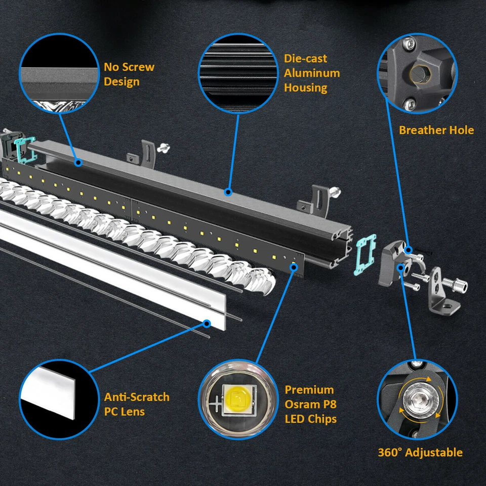 52 Inch LED Work Off-road Light Bar for GMC Flood Spot Combo Lamp Trucks Driving Foto 3 de 4