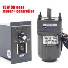 110V AC Gear Motor Electric + Variable Speed Controller 1:3 0-450 RPM 15W Motor