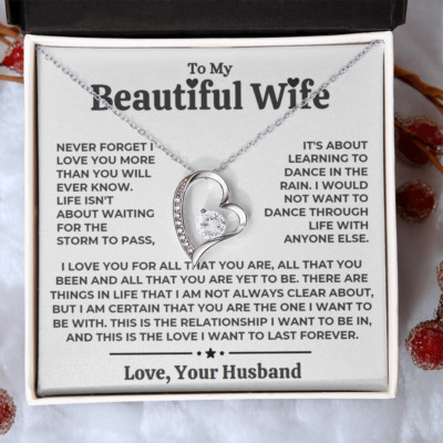 To My wife Birthday Anniversary Gift Heart Pendant Necklace Heartfelt Message
