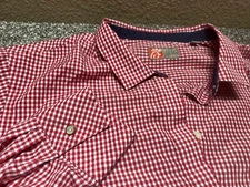 Chick-Fil-A Team Style by Oobe Shirt Mens 5X Red White Button Up Gingham Check