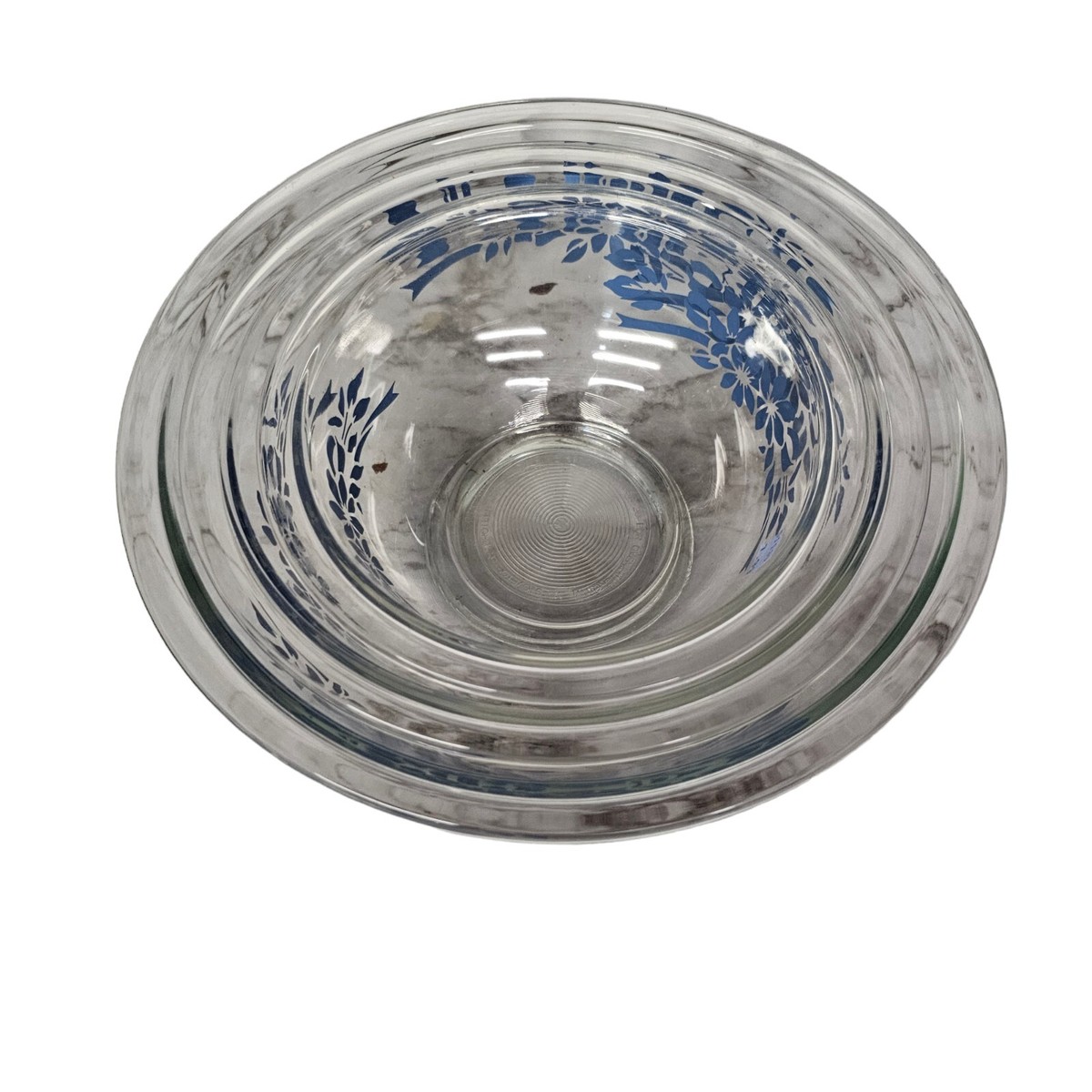Vintage Pyrex: Clear Blue Flowers Ribbon 322, 323 325 Mixing Vintage Pyrex: Clear Blue Flowers Ribbon 322, 323 325 Mixing