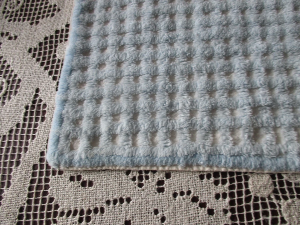 Manta Chenille Vintage Bebé NIÑA O NIÑO ROSA Y AZUL 40" X 64" Foto 4 de 4