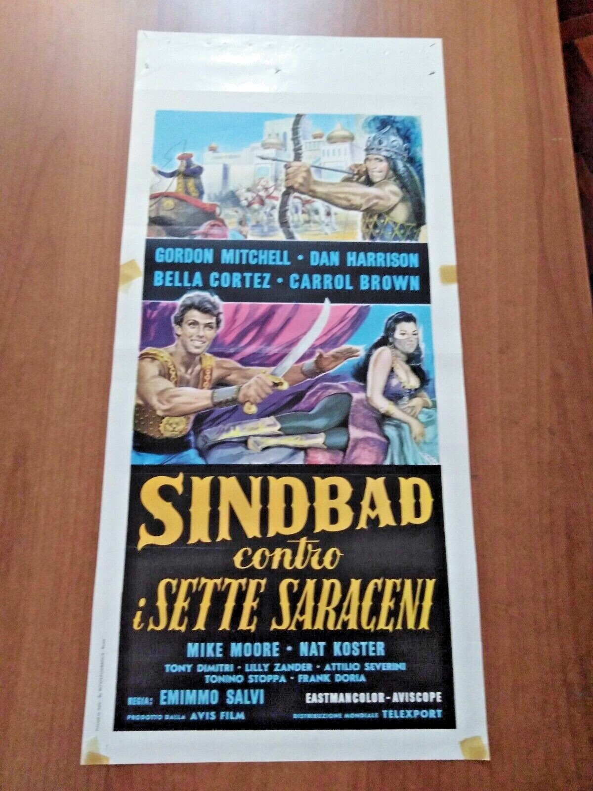 Locandina originale film Sindbad contro i sette saraceni (1964) - Regia di Emimmo Salvi