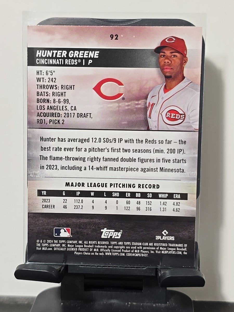 Hunter Greene 2024 Topps Stadium Club Pink Foil Parallel