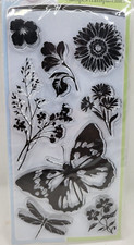 Inkadinkado Garden Delight clear stamps set of 8 butterly flowers 97623