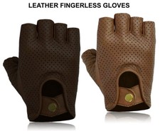 Leather Fingerless Gloves Mittens for Men for sale