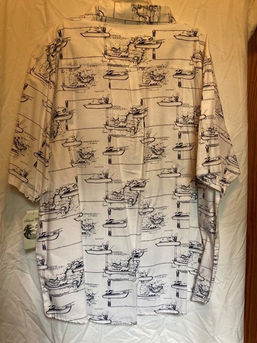 ISLAND BLUE Men's 3XL Button Down Nautical Boat Print Short Sleeve Shirt Pocket - Picture 4 of 10