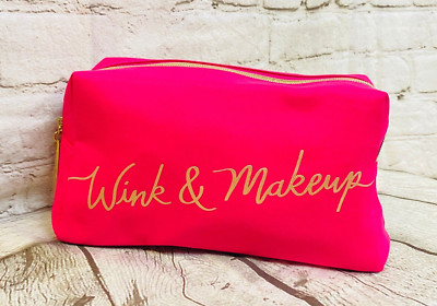 Lancome Paris Zip Up Pink & Gold  Wink And Makeup  Cosmetic/ Makeup Travel Bag