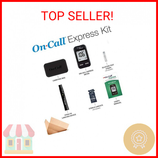 On Call Express Diabetes Testing Kit Blood Glucose Meter, 10 Blood