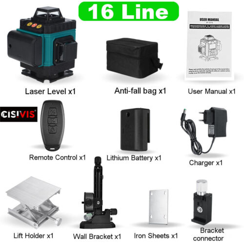 2025 4D 16 Lines Laser Level 360° Green Auto Self Leveling Rotary Cross Measure - Picture 3 of 9