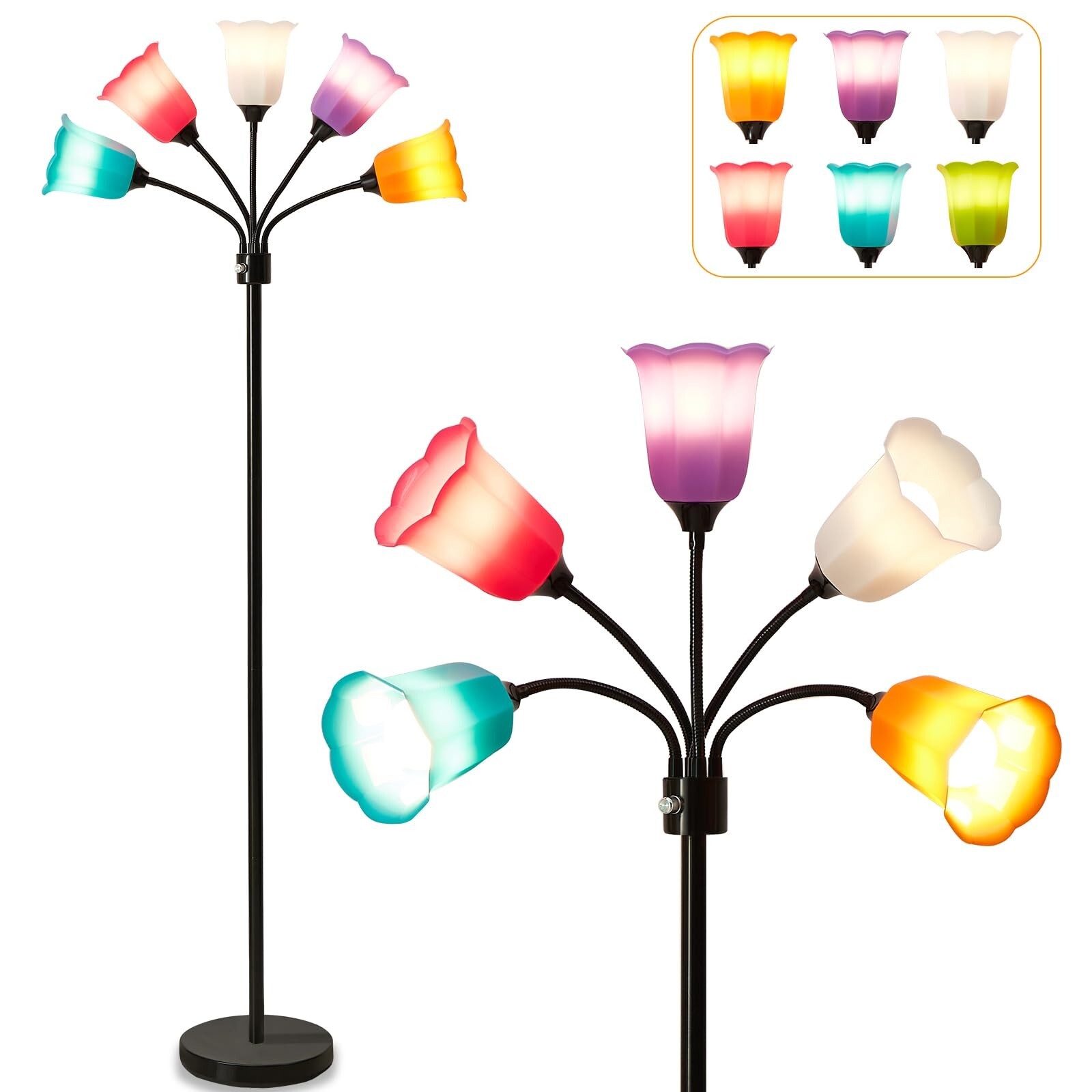 GyroVu Medusa Multi-Head Adjustable LED Floor Modern Tall Gooseneck Lamp