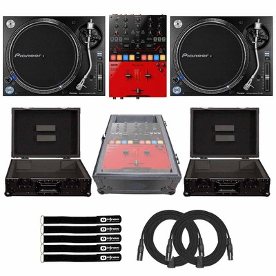 Pioneer PLX-1000 DJ Battle Turntables w DJM-S5 Scratch Mixer 