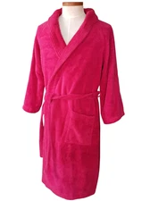 D. Porthault Egyptian Cotton Terry Unisex Bathrobe Robe Cranberry Red Luxury