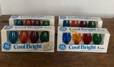 Vintage Christmas Bulbs GE Cool Bright 4-Pack Multicolor Candlebra Base Lot NOS