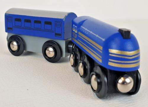 Blue Wooden Train with Carriage  Carousel Learning Curve - Picture 1 of 5