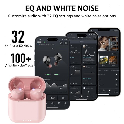 TOZO T6 Bluetooth 5.3 Wireless Earbuds AI Clear Calls Earphones IPX8  Waterproof - Picture 39 of 58