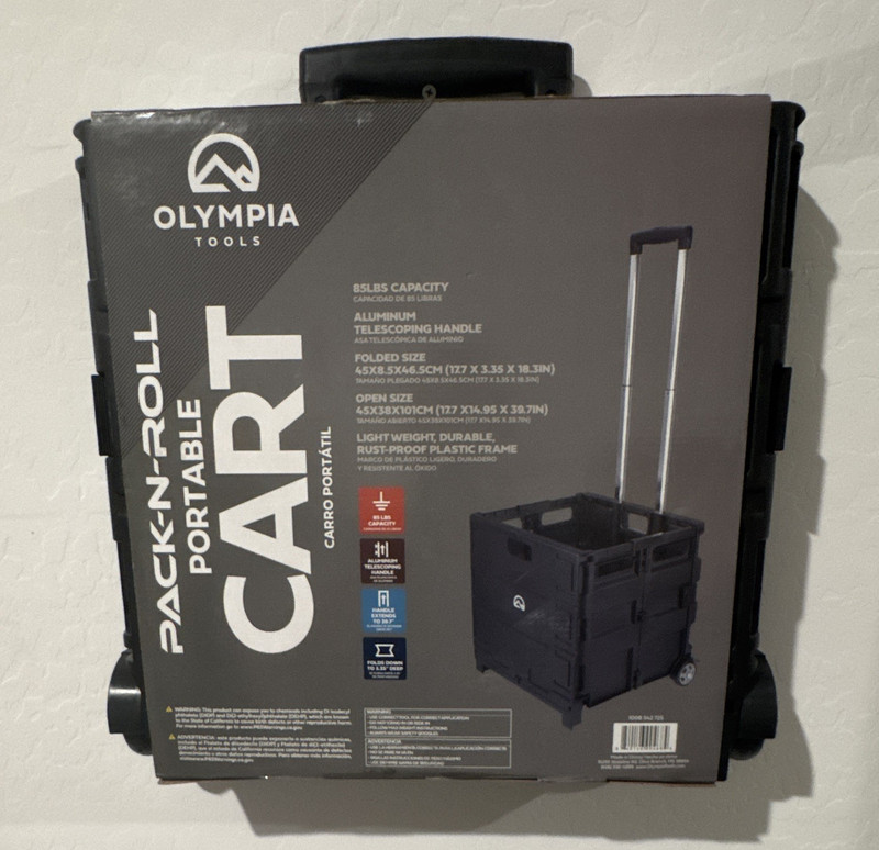 Olympia Tools Pack-N-Roll Folding Utility Cart w/ Telescoping Handle, 85 lb