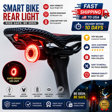 ROCKBROS Smart Bike Tail Light Rear Bicycle Lamp USB C Rechargeable Waterproof