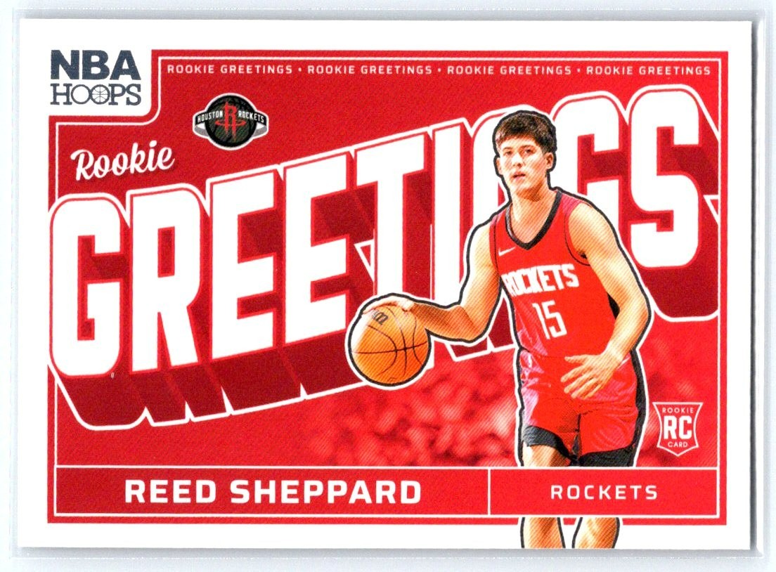 2024-25 Panini NBA Hoops Rookie Greetings- Reed Sheppard #1 Rockets 