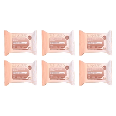 Sunkissed Self-Tanning Wipes for a Natural Looking Tan 25 Wipes - Pack of 6