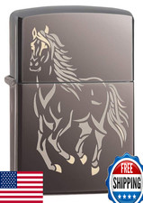 Zippo Horse Pocket Lighter, Black Ice - Windproof Refillable