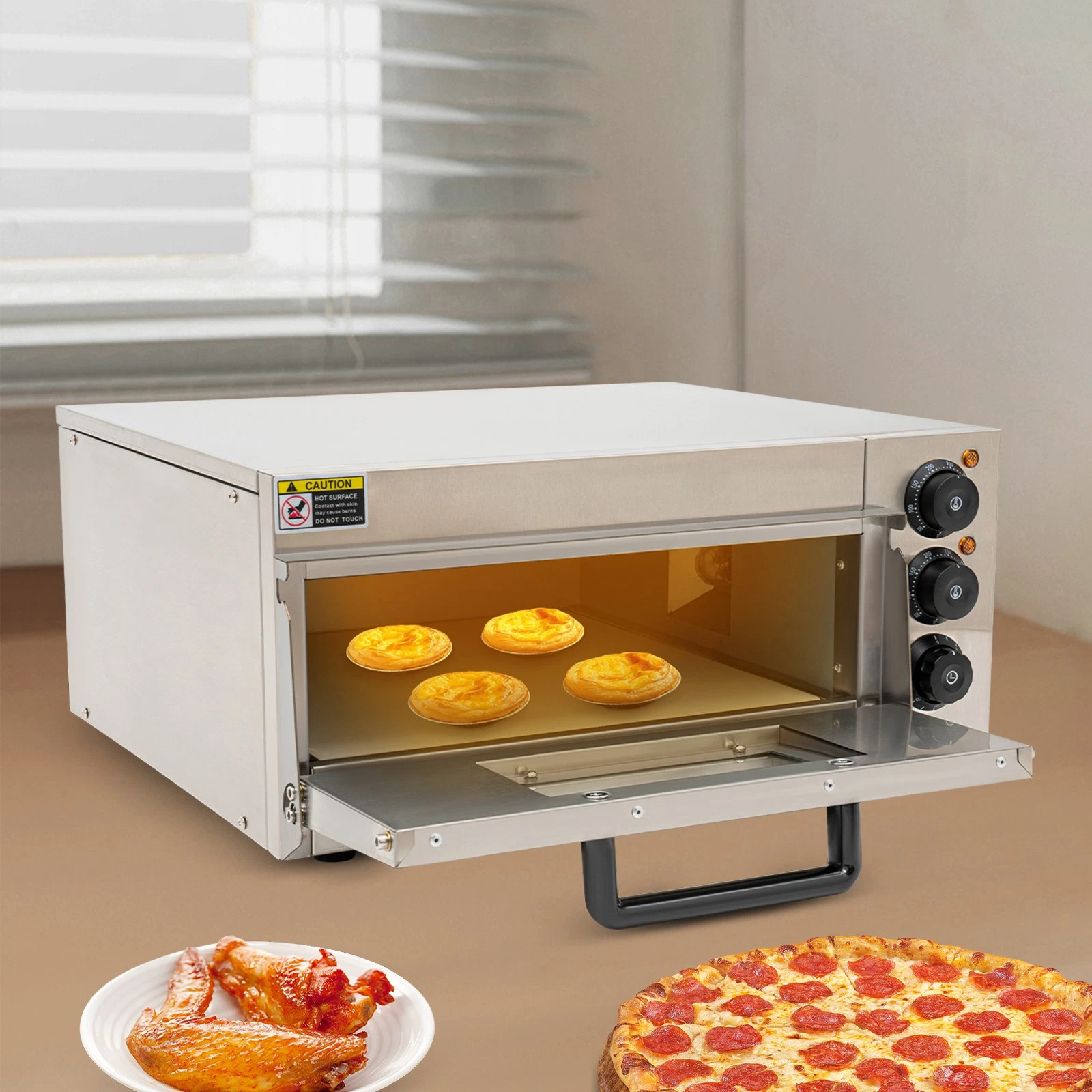 1800W Electric Pizza Oven Countertop Commercial Pizza Oven w/Pizza Stone & Timer
Opens in a new wind