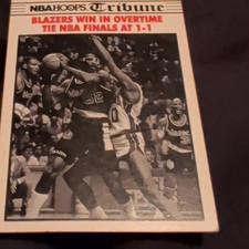 1990 NBA Hoops Tribune Blazers Win in Overtime Card #338 NBA Finals