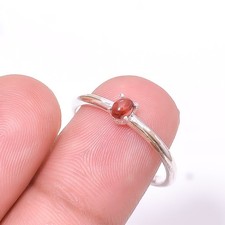 Red Garnet - Mozambique Solitaire Gemstone 925 Sterling Silver Ring s.7 Sku9