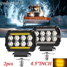 2x Snowplow White Amber Led Work Light Truck Tractor Headlight Suv Utv Pickup 2x Snowplow White Amber Led Work Light Truck Tractor Headlight Suv Utv Pickup