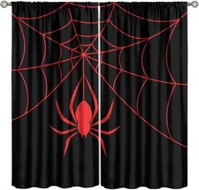 uper Hero Spider Web Boys Black Red Window Curtains for Teen Room Bedroom