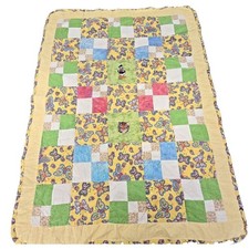 Vintage 70s 80s Handmade Baby Quilt Donald Duck Butterfly Patchwork 33x44