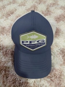 Columbia PFG Trucker Hat Mesh Back Adjustable Blue/White Fish Logo Patch