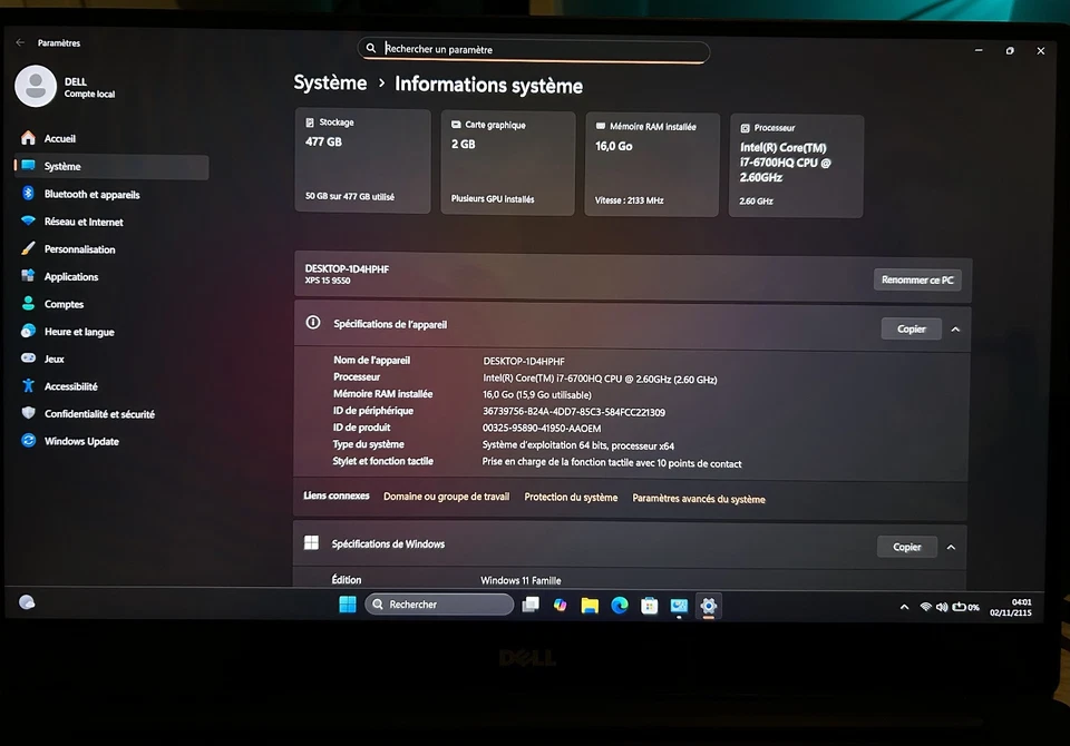 Dell XPS 15 9550 , NTEL CORE I7, NVIDIA GTX 960M - Photo 2/3