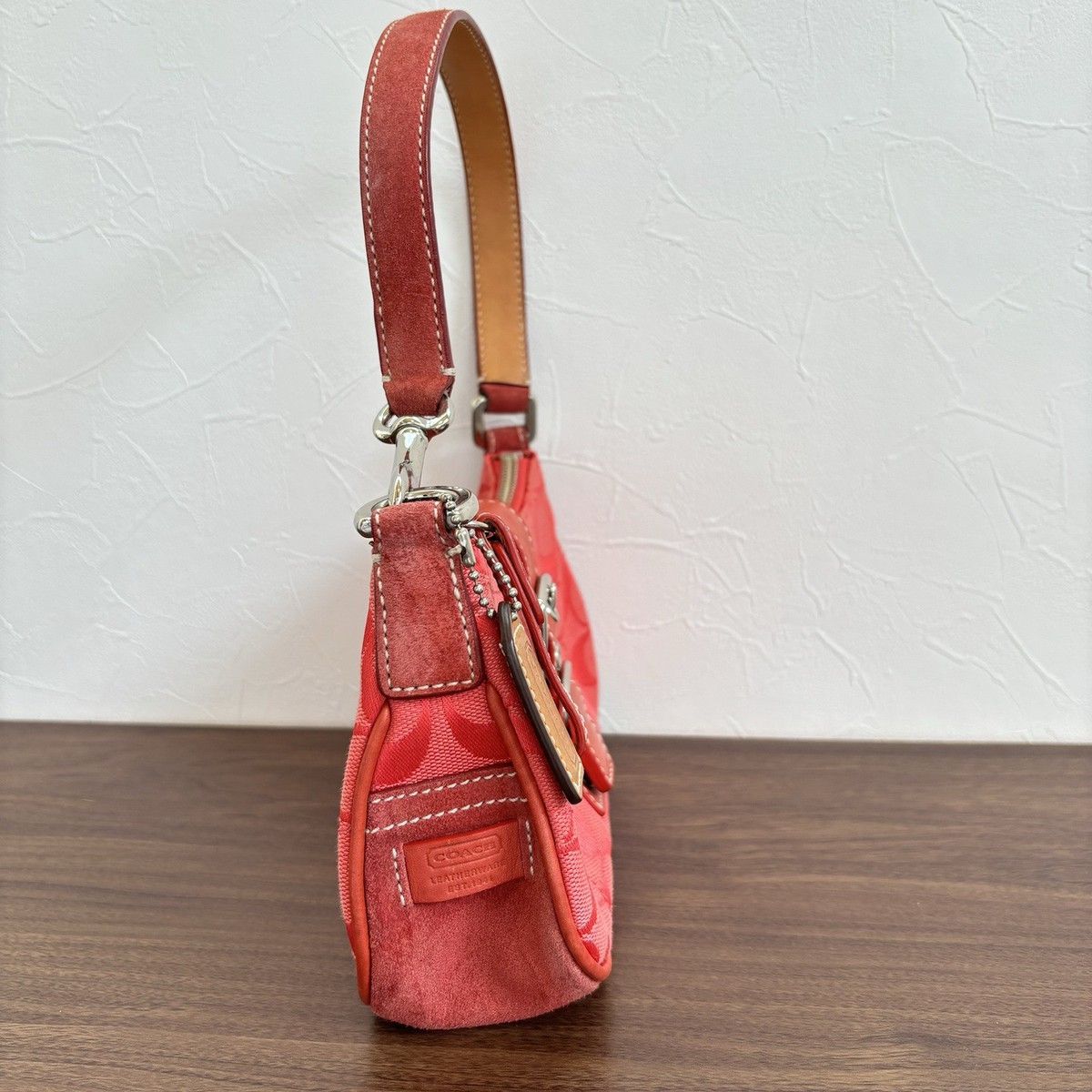 バッグ COACH Baguette Hampton Semi Demi Red 💌SOLD💌 vintage authentic coach hampton red leather mini