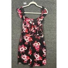 White House Black Market A-Line Mini Dress Black Red Floral Sleeveless Womens 8