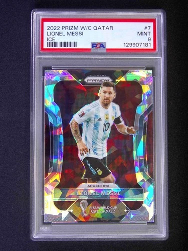 2022 Panini Prizm World Cup Lionel Messi #7 Argentina Ice PSA 9