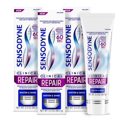 Clinical Repair Whiten & Shine Toothpaste for Sensitivity Relief, 3.4 oz (3 P...