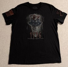 Grunt Style 1776 Freedom Never Dies Men's Black Graphic Crew Neck T-Shirt XL