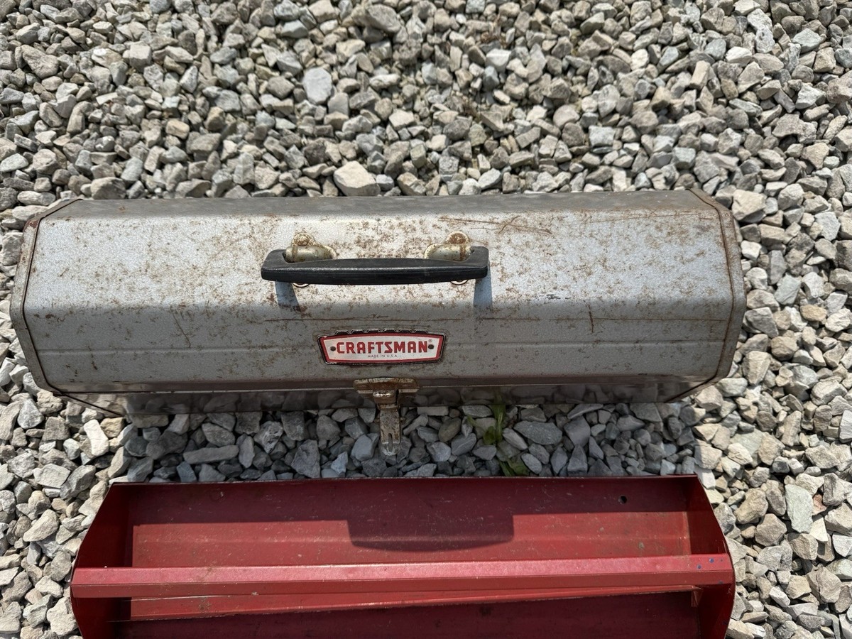 Vintage Craftsman 65161 Crown Logo Metal Coffin Top Tool Box