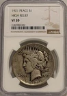 1921 Peace Silver Dollar NGC VF20 Key Date Peace